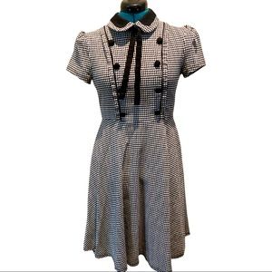 Vintage a-line black and white Gingham retro rockabilly dress pinup style